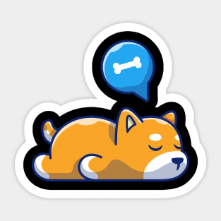 Cute Shiba Inu sleeping cartoon Sticker